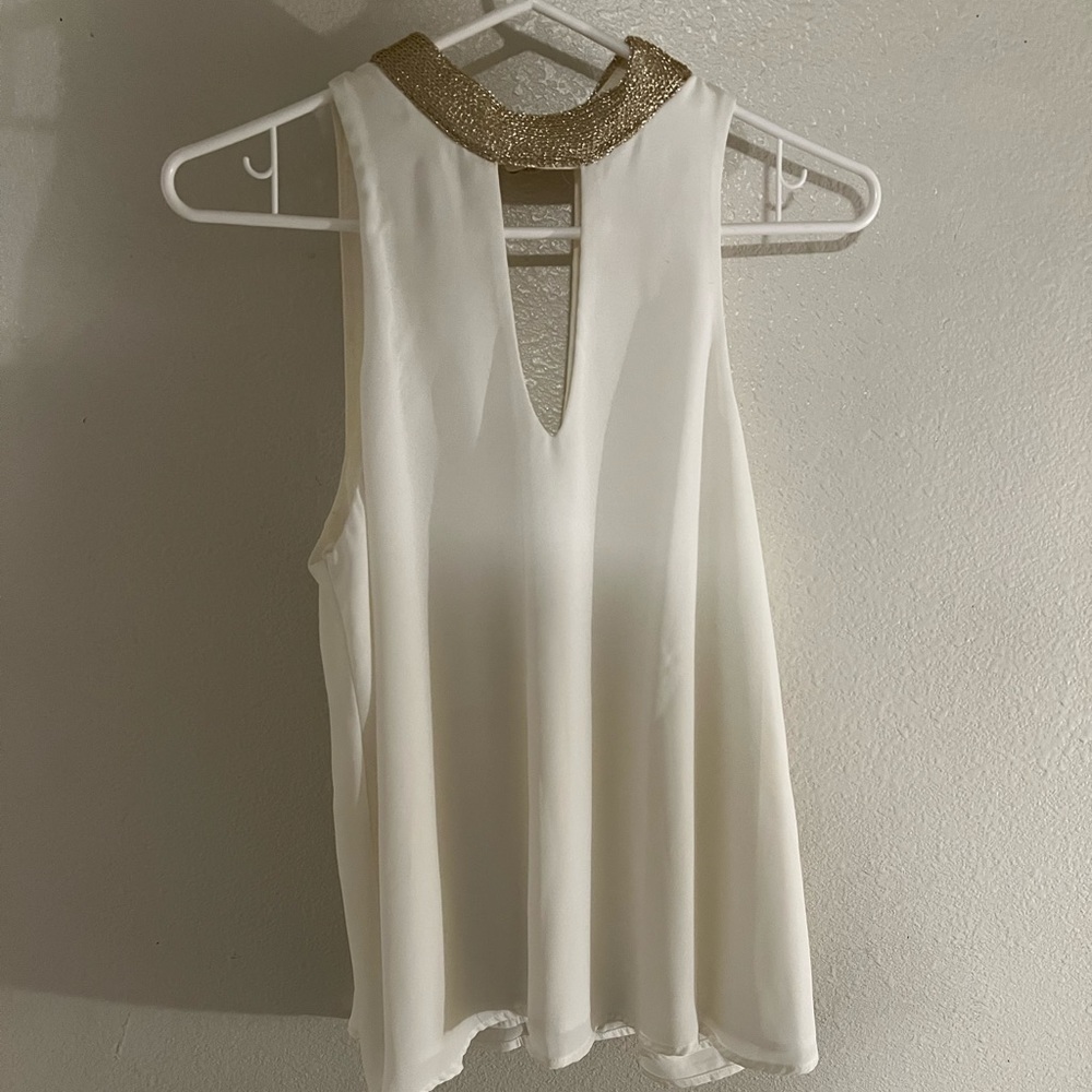 Cream and gold dress blouse